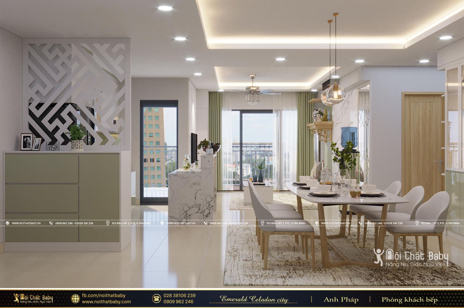 Thiết kế nội thất căn hộ chung cư cao cấp Emerald Celadon City 104m2